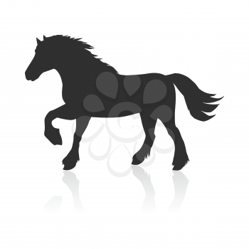Running black horse flat style vector. Domestic animal. Country inhabitants concept. Illustration for farming, animal husbandry, horse sport companies. Agricultural species. Isolated on white