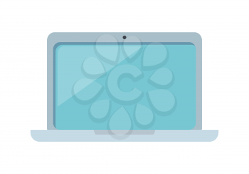Laptop flat icon. Laptop flat icon with blank display. Concept of IT communication, e-learning, internet network. Isolated object on white background. Vector illustration.