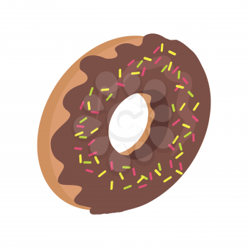 Donut logo. Sweet doughnut design flat food. Chocolate donut isolated on white. Confectionery cookies cake bakery, dessert menu, snack pastry, tasty. Donuts shop. Donut icon. Donuts glaze. Vector