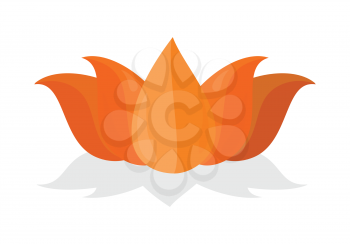 Lotus flower isolated on white background. National symbol of India. Sign of the yoga. Beautiful orange flower. Luxury plant. Part of series of travelling around the world. Vector illustration