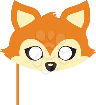 Fox animal carnival mask vector illustration in flat style. Red fox with triangular ears. Funny childish masquerade mask isolated on white. New Year masque for festivals, holiday dress code for kids