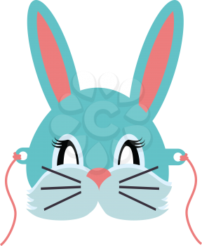 Rabbit animal carnival vector illustration in flat style. Grey small bunny hare. Funny childish masquerade mask isolated on white. New Year masque for festivals, holiday dress code for kids