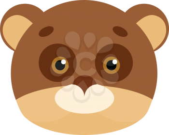 Bear animal carnival mask vector illustration in flat style. Brown and beige teddy bear. Funny childish masquerade mask isolated on white. New Year masque for festivals, holiday dress code for kids