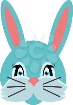 Rabbit animal carnival vector illustration in flat style. Grey small bunny hare. Funny childish masquerade mask isolated on white. New Year masque for festivals, holiday dress code for kids