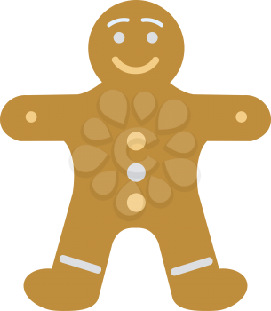 Gingerbread man decorated colored icing. Holiday cookie in shape of man. For new year's day, christmas, winter holiday cooking, new year's eve, food silvester. Comic illustration in 80s 90s style