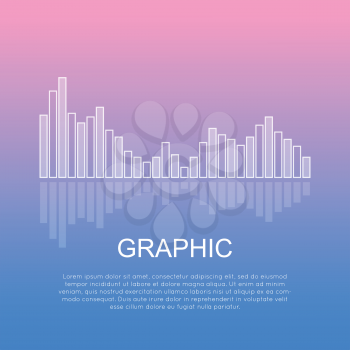 Graphic reflecting business column chart isolated with text underneath. Commercial presentation about progress and regression drawn in diagram. Vector illustration of variable diagram in flat style