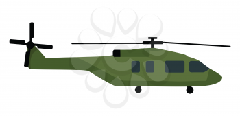 Military helicopter icon. Transport army chopper in camouflage color vector illustration isolated on white background. Modern armament of army air forces. For military concepts, infographics design