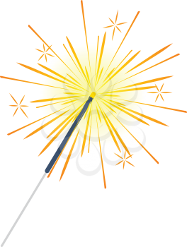 Bengal or indian light sparkler, Bengal fire firework isolated on white. Salute element for celebration of holidays and parties, weddings and birthdays. Bright sparks used for entertainment purposes.