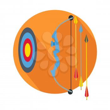 Arrow with target icon web button. Concept icon for business strategy, mission, target and arrows flat design style. Arrow hit goal ring in archery target. Design element, sign, symbol. Vector