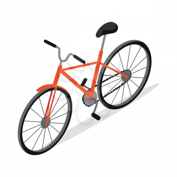Bicycle icon design flat isolated. Bike and orange bicycle. Personal transport. Ecologically safe transportation item. Cycling race sport. Mountain bicycle, travel bicycle. Vector illustration