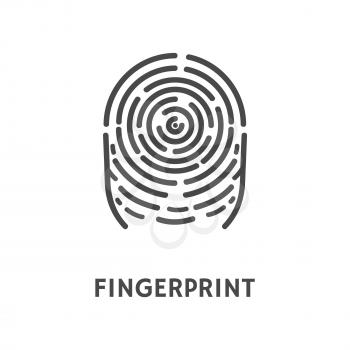 Fingerprint print of finger identification and recognition, verification of person poster with text vector. Thumbprint and fingermark dactylogram