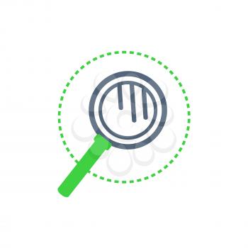 Magnifying glass with handle, examination tool with lens to see closer vector. Enlarging details and magnification of items. Search icon and zoom