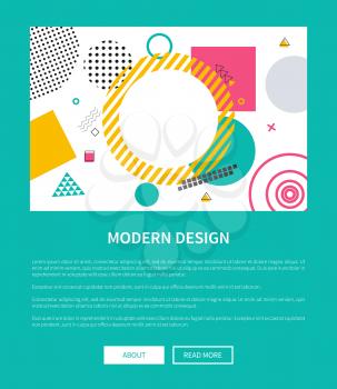 Modern design, blue internet page with abstraction pattern in frame, above text sample, headline and buttons on vector illustration web banner