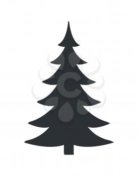 Christmas tree black silhouette vector illustration isolated on white background. Origami fir plant spruce decorative element for your design