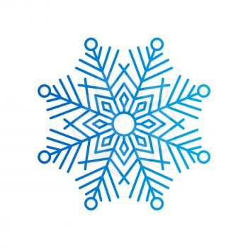 Snowflake of blue color made up of squares, triangles and lines, ice crystal symbolize approaching of winter and holidays vector illustration