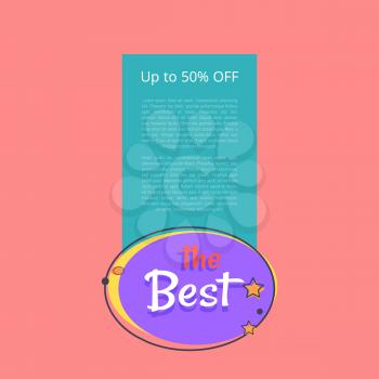 Best night sale banner with moon and stars up to 50 off vector poster with place for text. Best price offer at midnight, template of promo banner