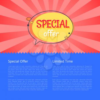 Limited time special offer sale advertisement promotional poster discounts info about reducement of prices for some period vector illustration
