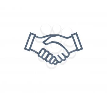 Handshake icon symbol of collaboration and partnership. Agreement and unity symbol, hands shaking each other vector illustration isolated on white.