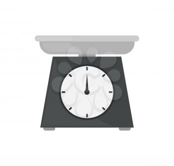 Scales with pointer numbers showing weight of selling product. Isolated icon closeup used for measurement at marketplaces by vendors sellers vector