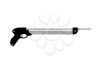 Fishing harpoon icon closeup. Fishery manufacturers for catching fish under water. Steel speargun used for professional hunting isolated on vector