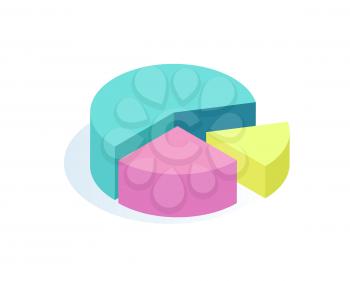Pie rounded diagram icon with segments and parts sections. Visual representation of data, visualization of information. Chart infographics vector