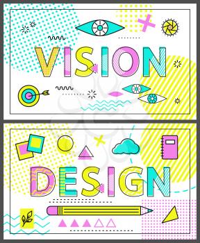 Design poster creative business ideas of innovative character and vision, usual working approach, collection with headlines set vector illustration