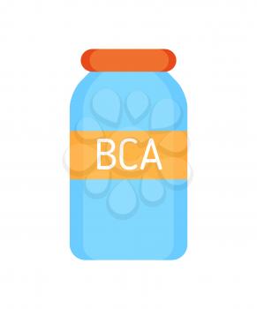 BCA vitamins for sportsmen isolated icon vector. Branched-chain amino acids used in period of activities and sport training. Body builders supplements
