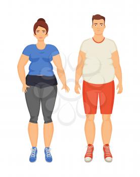 Man and woman isolated icons set vector. 