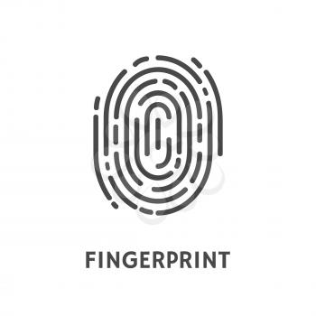 Fingerprint identification and verification of person vector. Thumbprint and text of poster, security system and authorization authentication process
