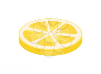 Lemon citron slice citrus piece segments of juicy sour fruit icon closeup. Sliced plant used as seasoning for salads ripe product isolated on vector