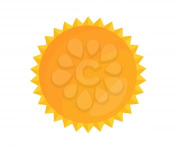 Cartoon bright sun vector illustration in flat style isolated on white background. Main element of solar system, source of energy