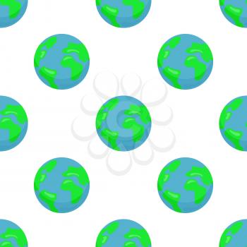 Seamless pattern with Earth planet isolated on white background.