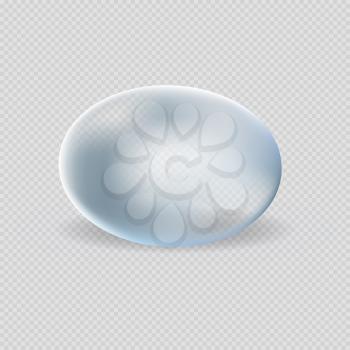 White and blue water droplet of round shape without clear borders close-up on transparent background vector illustration.