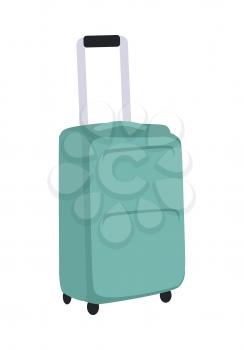 Gray suitcase isolated on white. Summer vacation, travel, journey, trip concept. Luggage bag with trolley. Travelling conceptual banner. Business travel concept. Vector illustration in flat style.