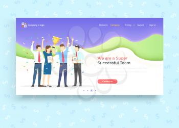 Team work together with new idea for business concept. We super successful team. Winners of teamwork and cooperation for creative design. Group of people celebrate victory. Training partnership