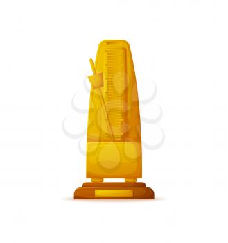 Gold award vector, measuring device, golden prize isolated icon. Champion reward for achievements and success in scientific field, successful victory