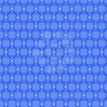 Blue pattern with set of various geometric figures, vector illustration with grey circles, squares and lot of lines isolated on bright blue backdrop