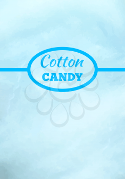 Cotton candy background in blue color with place for advertisement text vector illustration. Dessert for children called sugar glass or fairy floss
