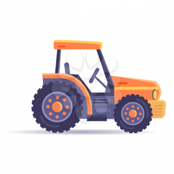 Excavator tractor vehicle isolated on white background. Car in game appliance, vector illustration of bulldozer in flat style design. Transport loading and uploading device, machinery constructor