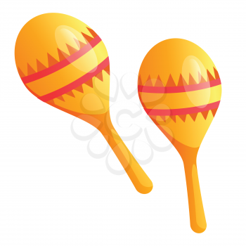 Maracas musical instrument isolated icon. Cinco de Mayo Mexican holiday attributes, festival celebration tools, party symbol and ethnic music playing