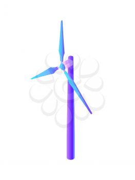 Wind energy electric power generation isolated icon vector. Electricity with alternative technologies, resources generator with propeller turbines