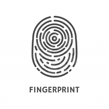 Fingerprint authentication verify poster with text vector. Thumbprint mark and dactylogram, authorization of unique pattern print on human finger.