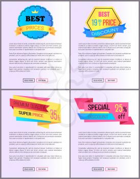 Sale special offer order now web poster with push buttons read more and buy now. Vector illustration advertisement banner with info about discounts