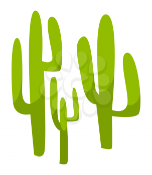 Cactus vector, isolated plant with thorns growing in desserts and places with no water. Cacti in Mexico, Mexican vegetation flora in America flat style