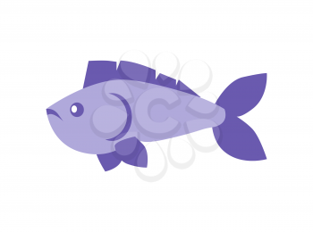 Blue fish cold-blooded vertebrate animal with caudal and dorsal fins, nostrils soft ray, uncooked fresh organism isolated on vector illustration