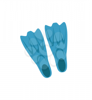Plastic flippers for swimming emblem isolated vector icon in cartoon style. Couple of fins single simple element set, top view of summertime badge