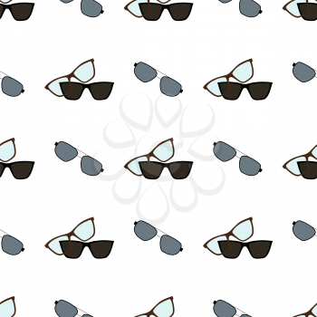 Glasses and sunglasses, spectacles and objects used for people with poor eyesight, seamless pattern with items and accessories vector illustration