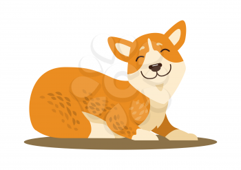Cute smiling corgi icon isolated on white background. Vector illustration with cute happy dog of funny breed with short legs and small ears