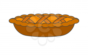 Tasty pie decoration dough weaving realistic graphic icon isolated on white. Oven-baked pastry with filling. Vector illustration in cartoon style flat design for infographics, websites, app.