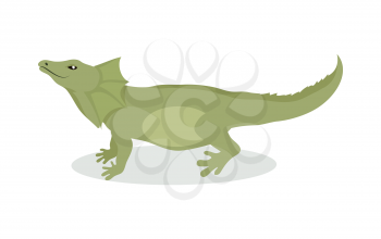 Lizard cartoon character. Green lizard flat vector isolated on white. South America fauna. Lizard icon. Wild animal illustration for zoo ad, nature concept, children book illustrating